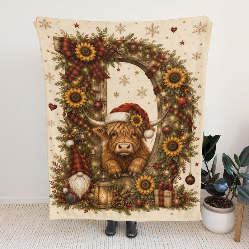 Couverture de Noël Highland Cow