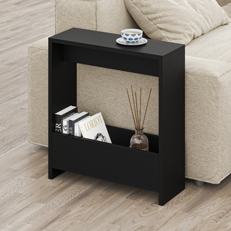 Beeler Modern Slim Compact Side Table, Black