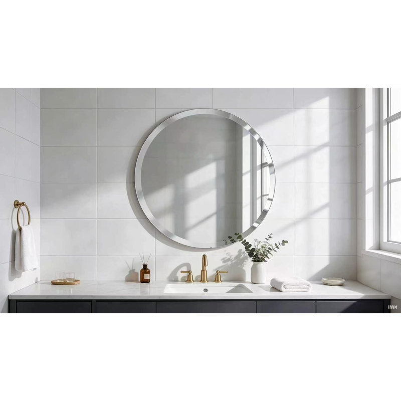 Frameless Round Wall-Mounted Bathroom Vanity Mirror