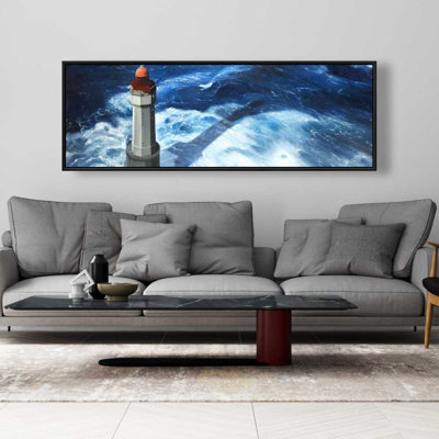 The headlight of jument - Classic blue framed canvas art