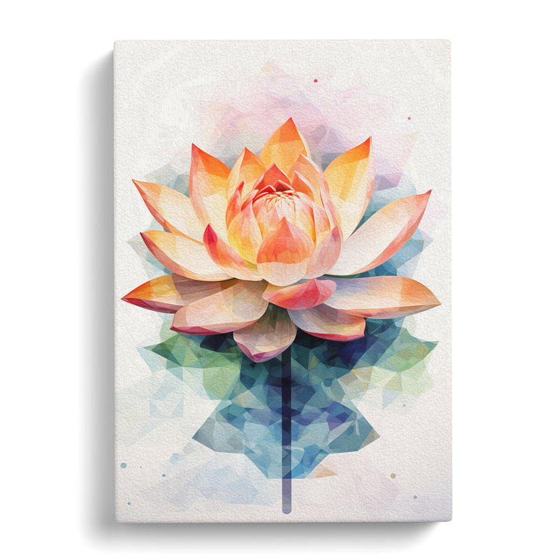 Lotus Flower Geometric No.2 - Wrapped Canvas, 76cm H x 50cm W x 3cm D