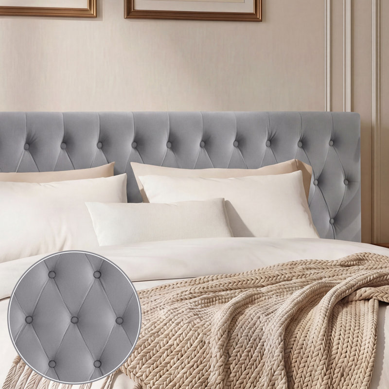 Aveigha Upholstered Headboard, Twin, Gray Velvet