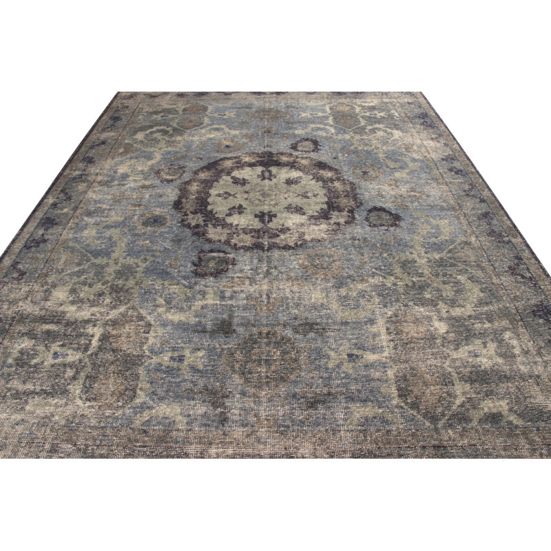 Distressed Homage Hand Knotted Wool Oriental Area Rug, Rectangle 10' x 14'