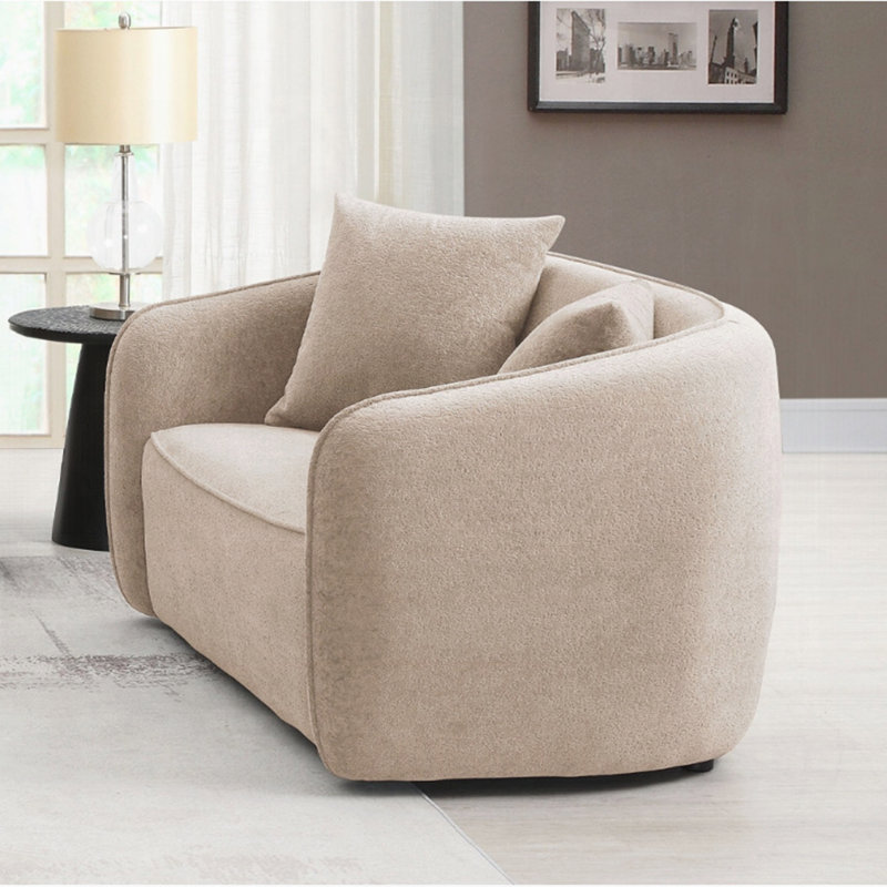 Causeuse en chenille avec 2 coussins, L 57 po, Chenille beige