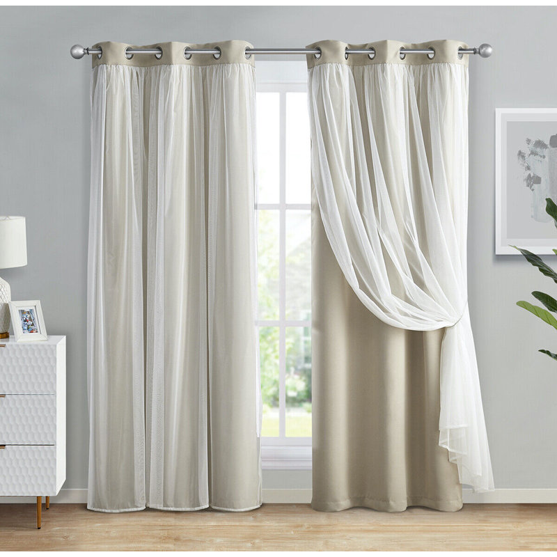 Dammion Blackout Curtain Pair, Taupe, 52" W x 63" L
