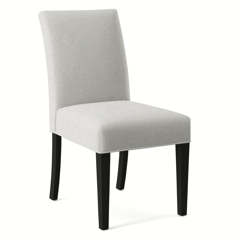Manhattan Upholstered Dining Chair, Elite Dove Linen, Antique Black Finish