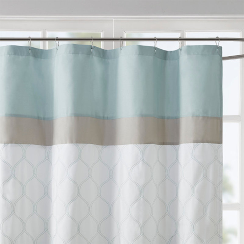Rideau de douche imprimé et brodé, Écume de mer