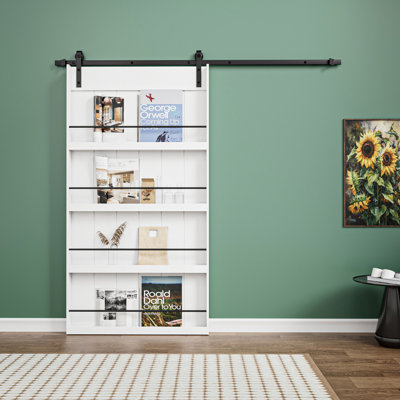 42x84 Sliding Barn Doors - Four-Level Bookshelf Style Design with Door Lock and Complete Installation Hardware Kit Included