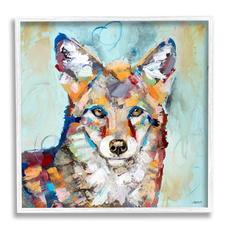 Abstrait renard, peinture moderne, estampe numérique par Jen Seeley, H 24 po x l 24 po x P 1,5 po