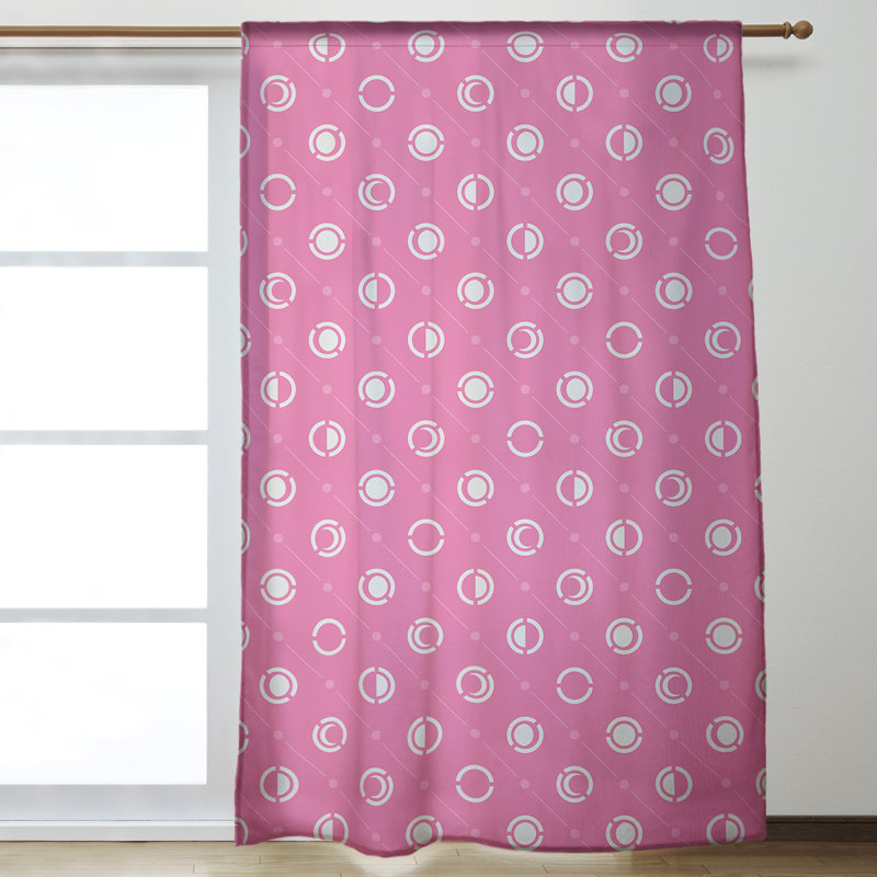 Panneau de rideau simple obscurcissant et isolant avec passe-tringle classique Moon phases, Blanc/rose