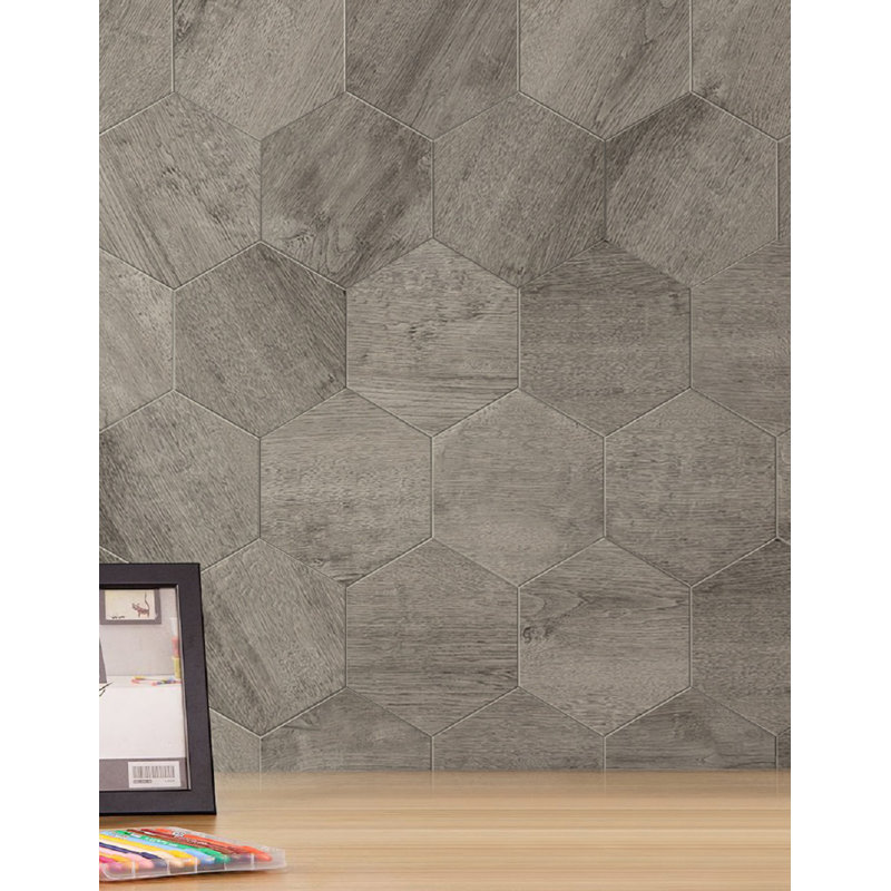 Carreau mural auto-adhésif en pierre hexagonale 6 "x 6,9" Bex, Rustique