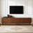 87- Inch Tv Stand For Tvs Up To 90 Inches, Media Console With 4 Cabinets, Solid Wood Legs,vertical Groove Panel , For Living Room, Modern Entertainment Center