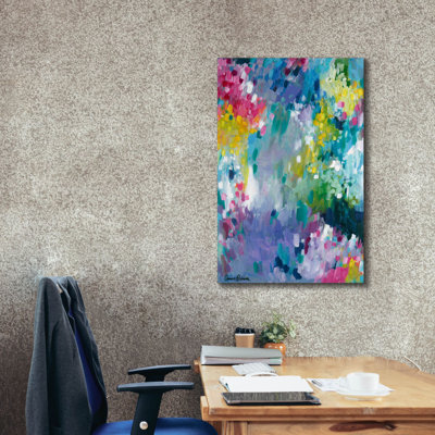 Épique graffiti «Dancing In The Rain» par Amira Rahim, art mural sur toile, 12 po x 18 po