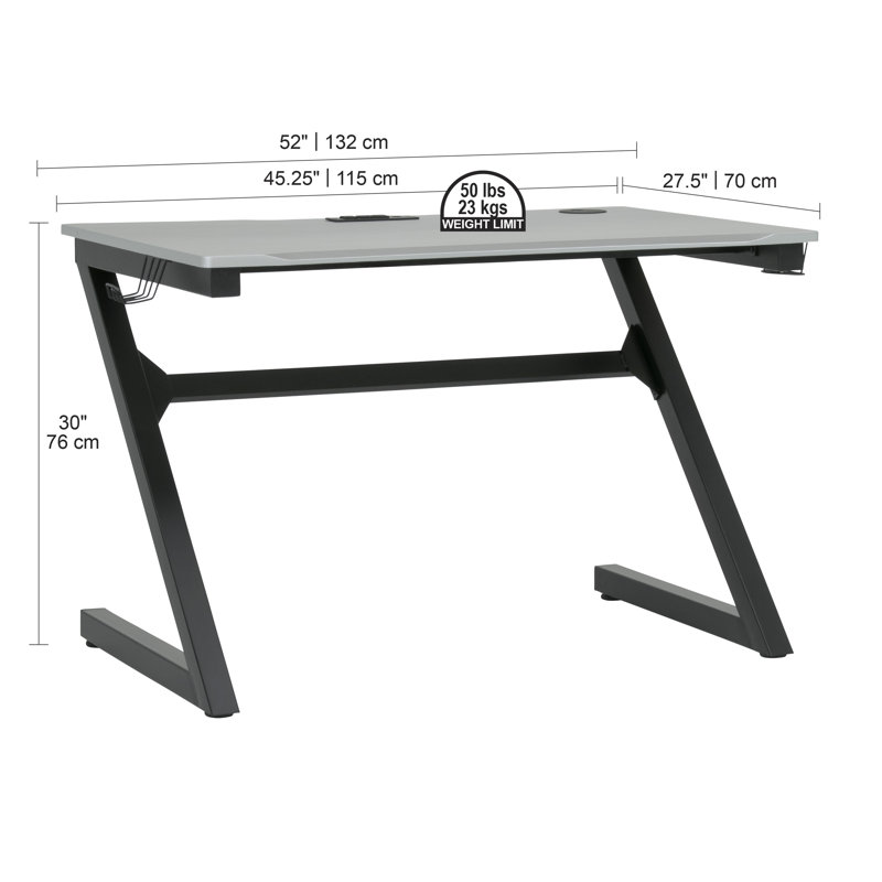 Alika Metal Base Computer Desk with Power Outlet