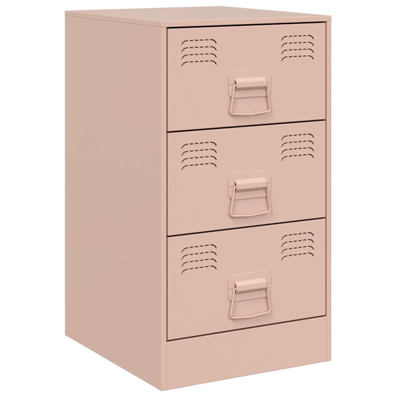Raineri 34.5 cm W Steel Bedside Table, Pink, Individual