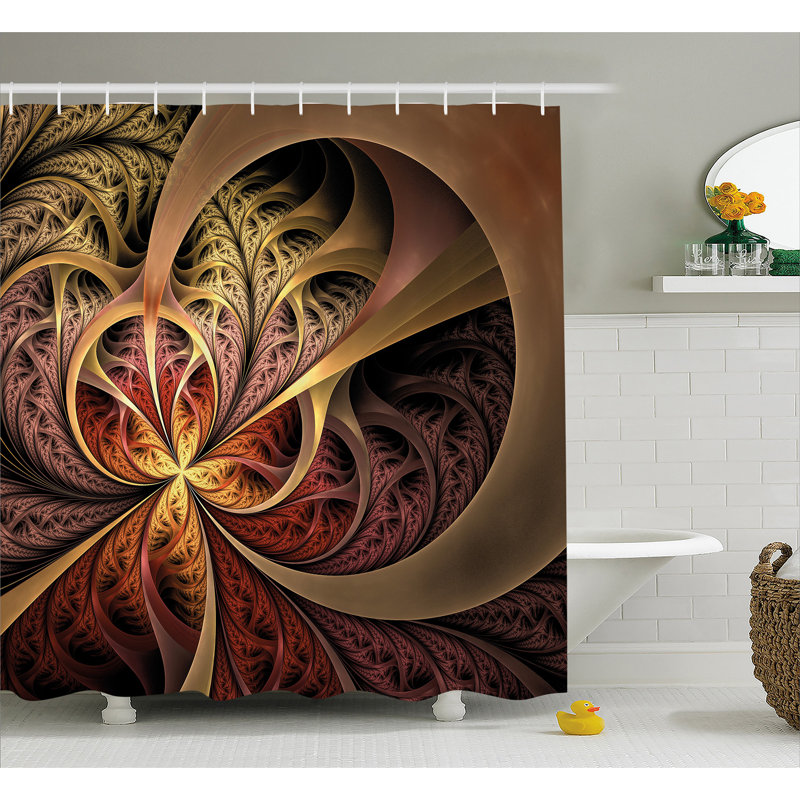 Fractal Shower Curtain with Hooks Included, 69" H x 70" W
