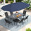 6-Person Rectangular Patio Dining Set With Umbrella & Textilene Stackable Chairs