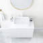 Meuble-lavabo de salle de bain 30 po avec lavabo, armoire de rangement autoportante avec 2 portes, lavabo rectangulaire en céramique blanche et comptoir en marbre artificiel blanc de Carrare, couleur blanche-710503514