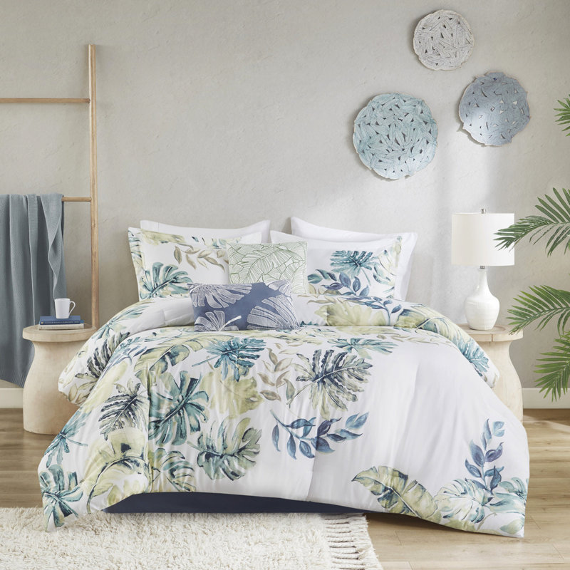 Édredon en coton pour très grand lit - Plantes tropicales aux couleurs envoûtantes et aux teintes intrigantes 100%