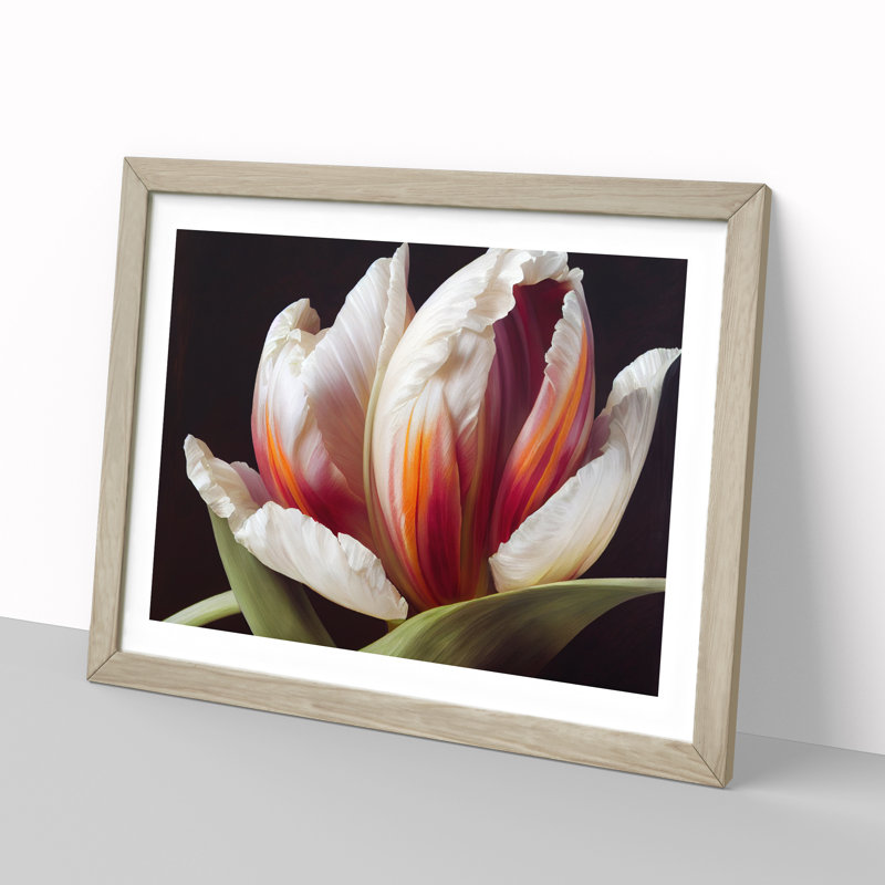 Feisty Flower - Single Picture Frame Print, 25cm H x 34cm W x 2cm D, Oak