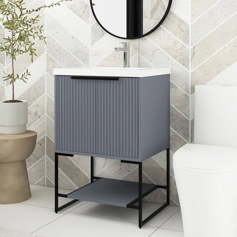 Ensemble de meuble-lavabo simple 24 po Zlate, Gris roche