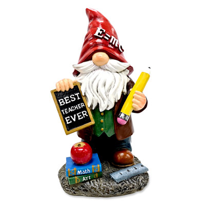 Teacher Gnome Garden Statue, 12" Classroom Dwarf Figurine Appreciation Gift for Teachers