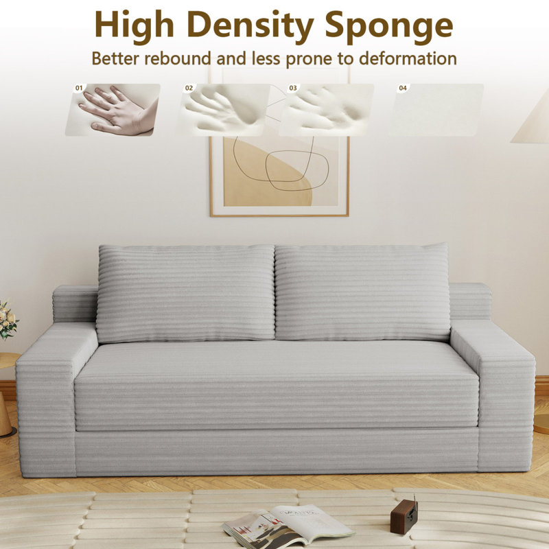 70.87" Loveseat Sofa, Comfy Deep Seat Sofa Bed, Modern Small Corduroy Couch For Living Room, Apartment, Sofa In A Box, No Assembly