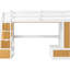 Lit mezzanine double avec bureau, tablettes, tiroirs