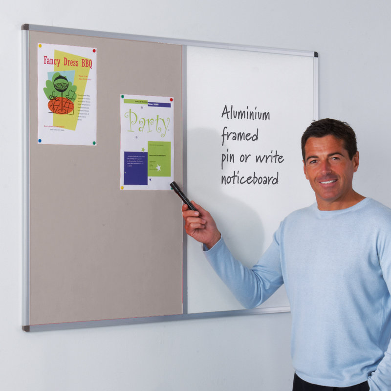 Wall Mounted Combination Board, 60 cm H x 90 cm W, Grey
