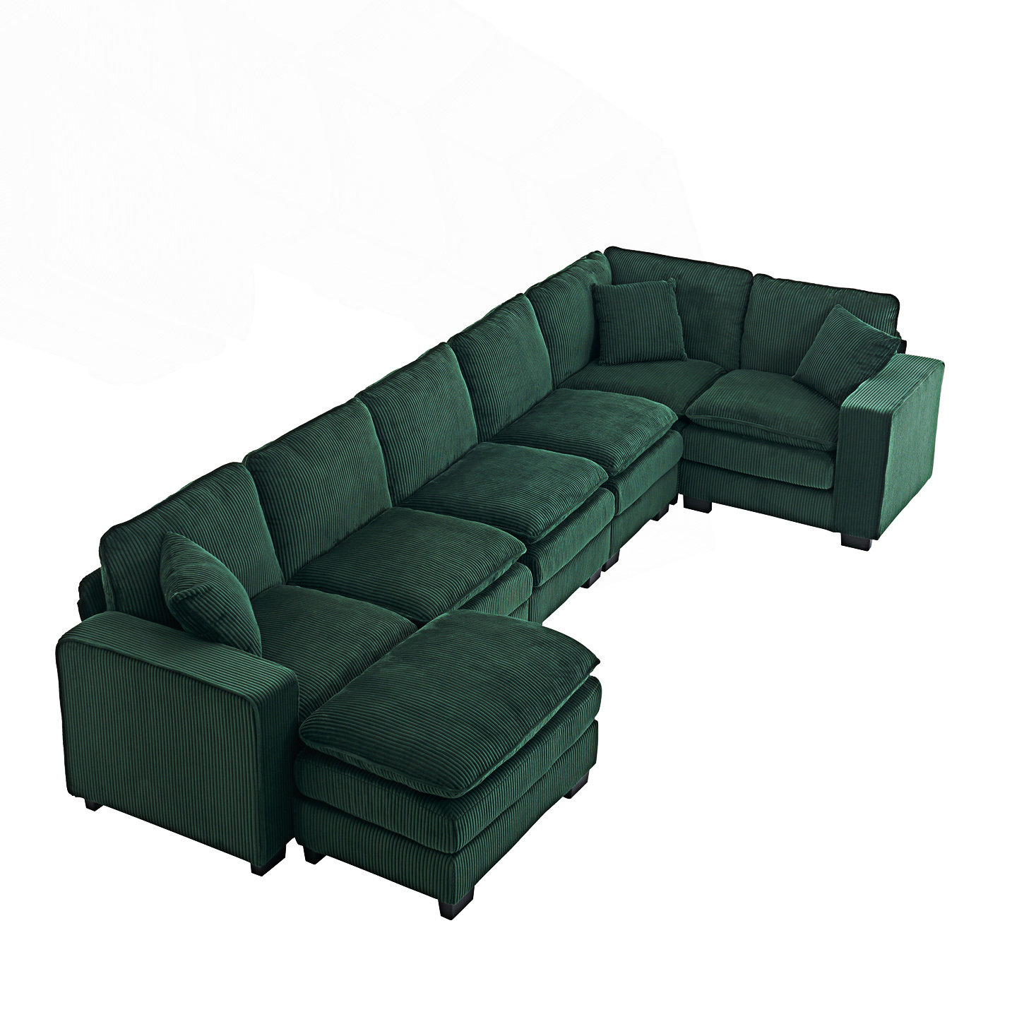 Hokku Designs Modern U Shaped 6-Seat Sectional Sofa Couch With One ...