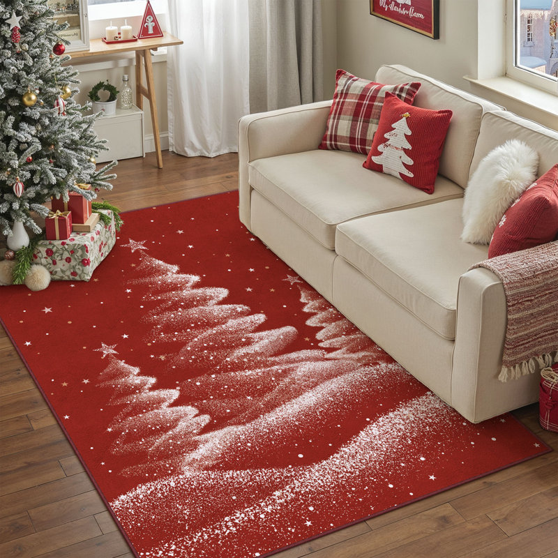 Tapis lavable avec tapis antidérapant Loly Christmas, Rectangle 4pi x 6 pi