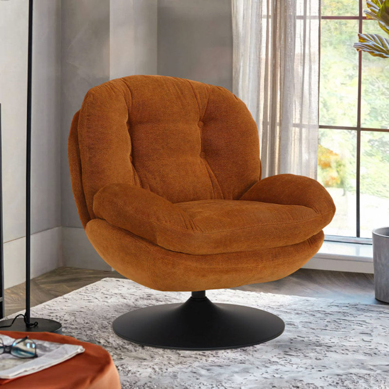 Bonhomme Upholstered Swivel Accent Chair, Orange