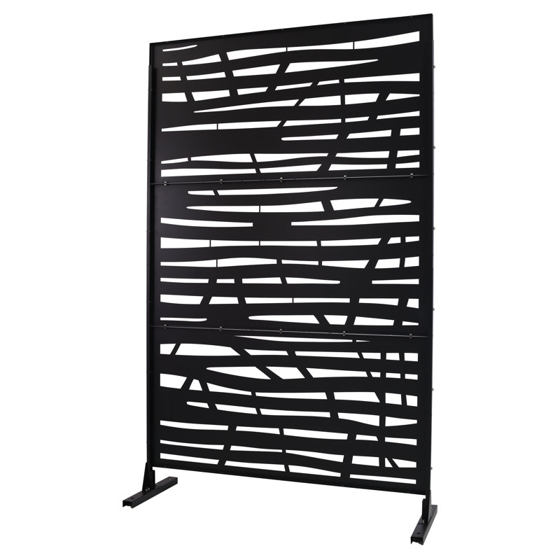 Panneau d'intimité intérieur / extérieur en acier noir H 76 po x l 48 po