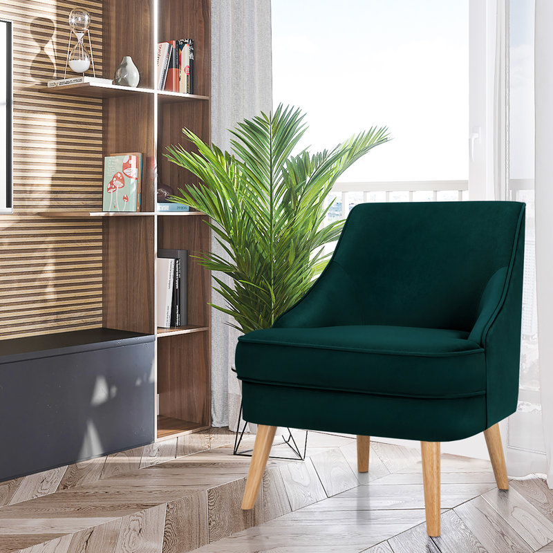 Jomira Velvet Side Chair, Green Velvet