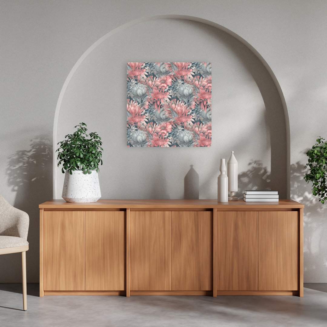 Blush And Blue Botanicals Abstract Contemporary Flower Nature Wall Art Print