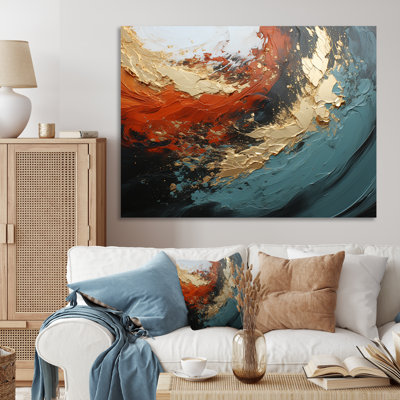 Orange et marbre orange, lave I - art mural abstrait