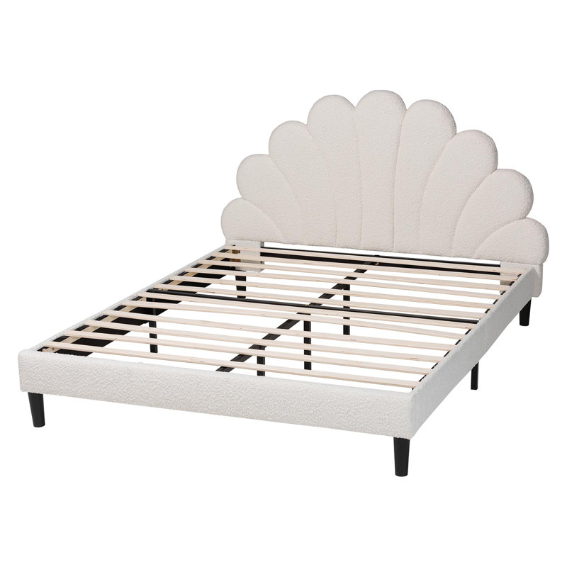Lit plateforme tapissier Baxton Studio Albion Boucle