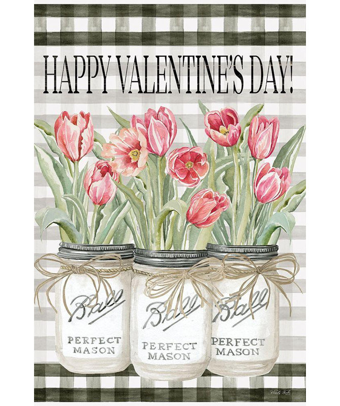 "Rosalind Wheeler Jacobs", art sur toile tendue avec châssis Cindy: Happy Valentines Day Tulips, H 48 po x l 33 po