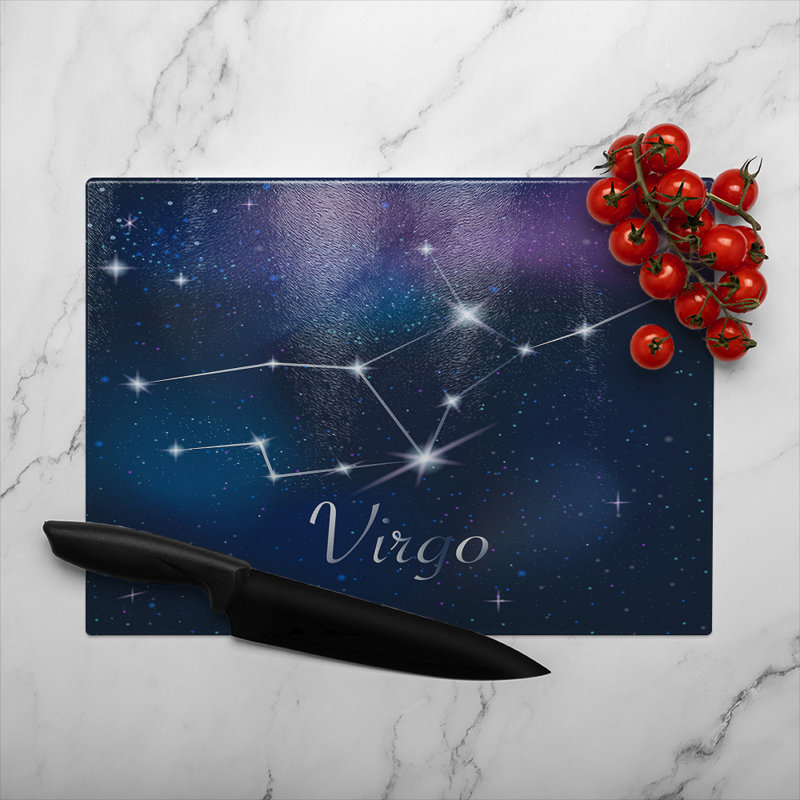 Zodiac Sign Virgo Dining Glass Chopping Board