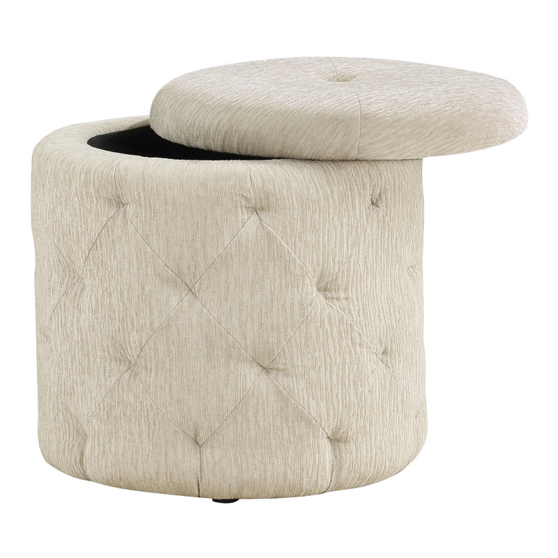 Repose-pieds de rangement cylindrique capitonné de 18,5 po de large Ryon, Lin