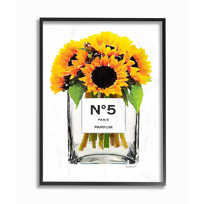 « mode motif fleur bouteille de style fleur », impression, Giclée encadrée noir minuit, H 14 po x l 11 po