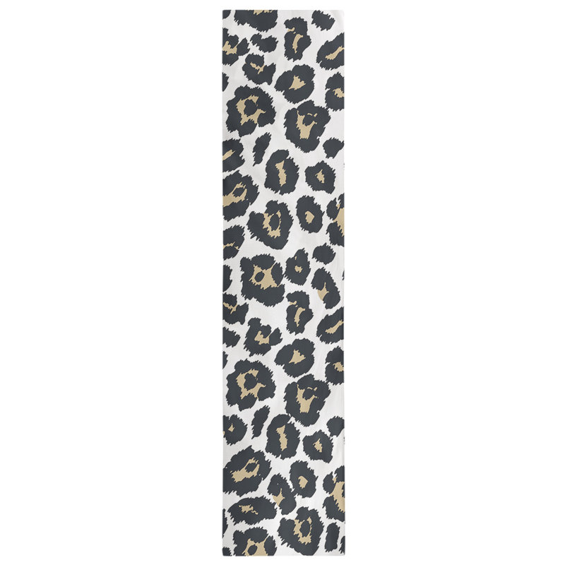 Animal Print Table Runner, 90" x 16", White