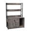 Enceinte de litière pour chat gris avec portes doubles, tablette de rangement et tablette à gratter, armoire de rangement intérieure stable - conception de porte, coussin de salle de bain dissimulé