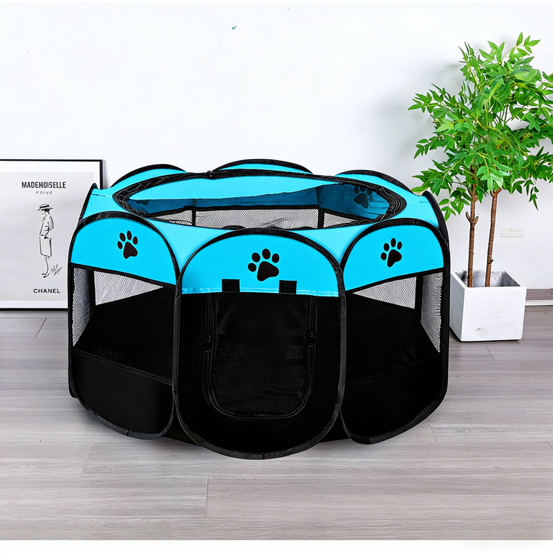 Parc pliable pour animal de compagnie octogonal, clôture à 8 panneaux pour petits animaux, chiots, chatons