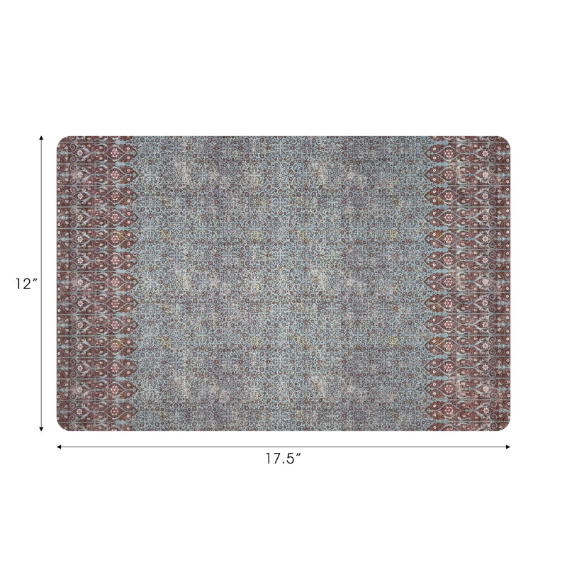 Iznik Pebbles 17.5" Vinyl Placemat, Turquoise/Red