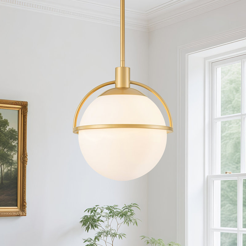 Luminaire suspendu à intensité variable à un globe 9,65 po Gladi, Doré, H 12,99 po x l 10,82 po x P 10,82 po