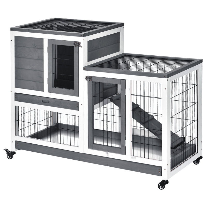 Cage à lapin surélevée en bois avec cage pour petits animaux