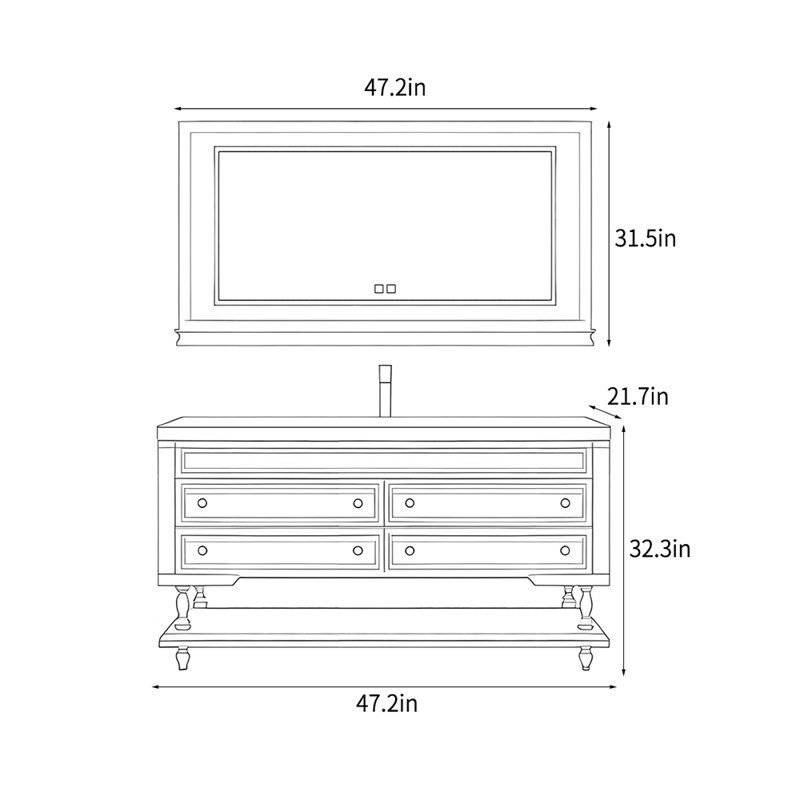 Armoire de salle de bain rétro française, 47"