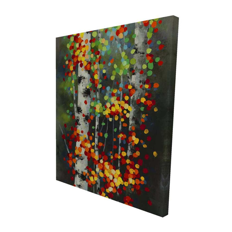 Feuilles de bouleaux colorées - décor de toile de bureau vert