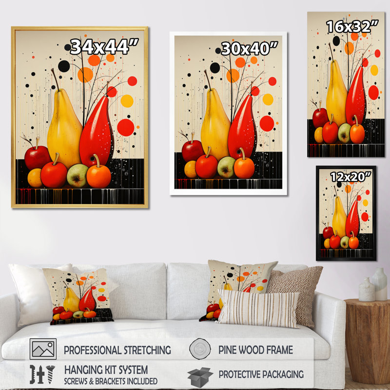 Reproduction de cadre photo sur toile, "Fruit Harvest Spectrum différent I", H 32 po x l 16 po x P 1 po, Noir